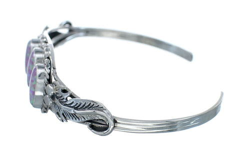 Pink Opal Sterling Silver Native American Cuff Bracelet JX128785